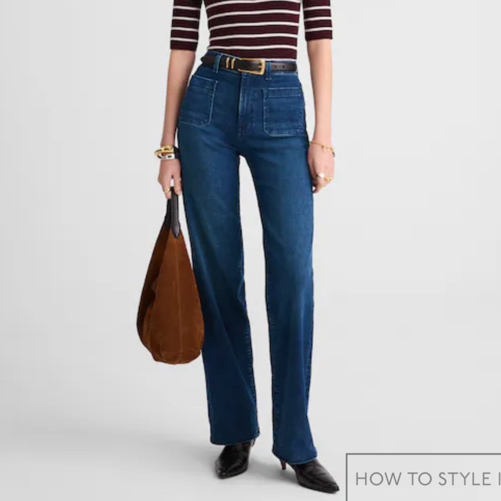 Madewell Emmett Wide-Leg Jean in Nighthawk wash. Size 25